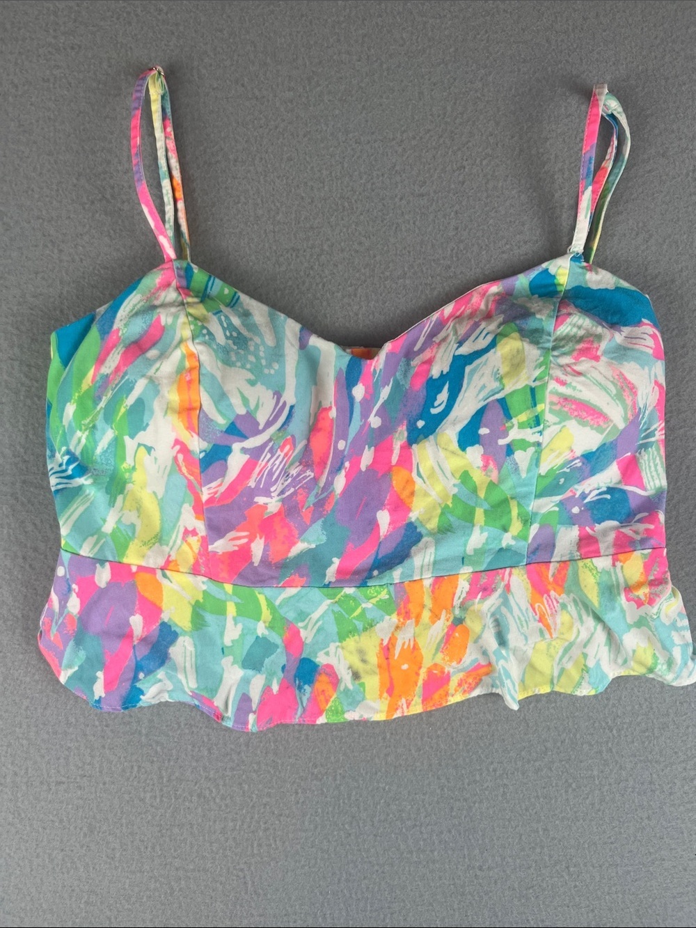 Lilly Pulitzer Linea Crop Peplum Top in Sparkling sands 
Size: 2